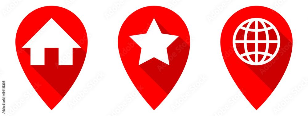 Poster map icons. marker pointer. pin location vector icon. gps navigation symbol.