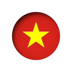 Vietnam flag - behind the cut circle paper hole with inner shadow.