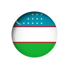 Uzbekistan flag - behind the cut circle paper hole with inner shadow.
