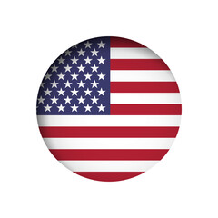 United States of America flag - behind the cut circle paper hole with inner shadow.