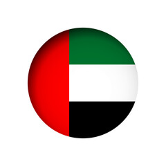 United Arab Emirates flag - behind the cut circle paper hole with inner shadow.