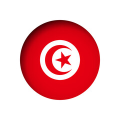 Tunisia flag - behind the cut circle paper hole with inner shadow.