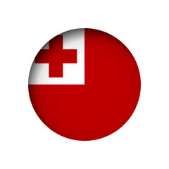 Tonga flag - behind the cut circle paper hole with inner shadow.
