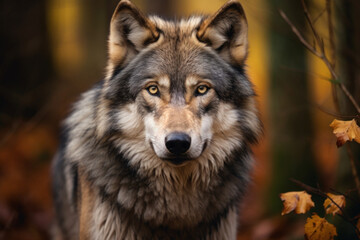 Naklejka na ściany i meble Gray Wolf in the Wildlife