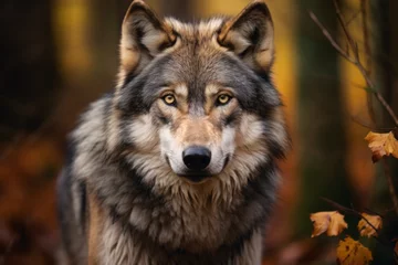 Fotobehang Gray Wolf in the Wildlife © paul