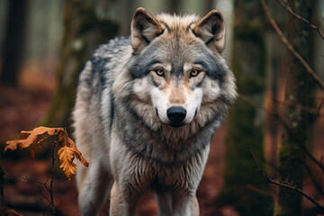 Naklejka na ściany i meble Gray Wolf in the Wildlife