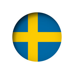 Sweden flag - behind the cut circle paper hole with inner shadow.