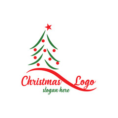 Fototapeta na wymiar merry christmas tree logo design vector