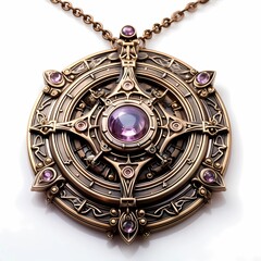 Bronze fantasy medallion. Fabulous beautiful pendant with ornament