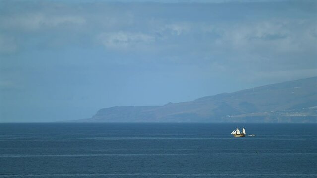 boat on the sea near canary islands 