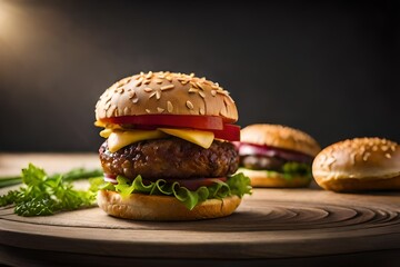 hamburger on a black background