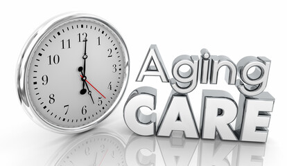 Obraz premium Aging Care Clock Time Help Support Older Hospice Elderly Service 3d Illustration