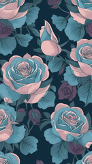 Floral Fantasy, Baby Blue and Baby Pink Beauty of Roses