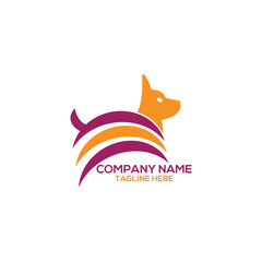 Simple minimal dog care logo design. Dog head with love vector