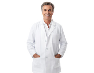 Friendly Adult Dentist Doctor Man in Medical Uniform - Medium Shot on Transparent Background PNG File for Healthcare Designs