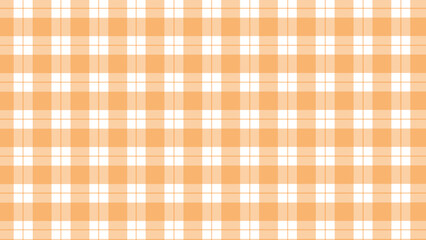 Orange and white plaid fabric texture as a background	