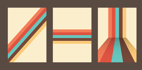 set of retro stripes background, flyer and poster background design set