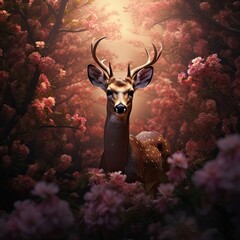 deer in the flowers. 