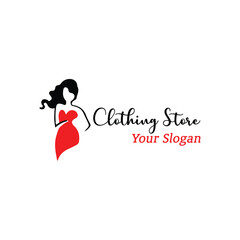 women fashion clothing store logo design vector