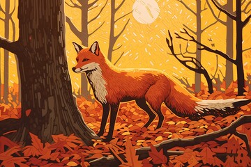 red fox in the forest