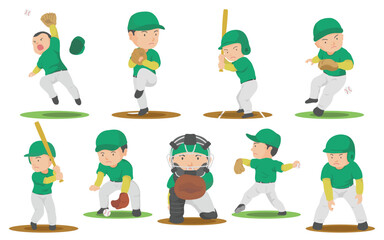 野球選手のイラストセット