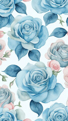 Background Blooms Baby Blue and Baby Pink Roses