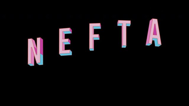 Bright letters jump merrily in the inscription NEFTA city. Retro. Alpha channel black. Looped from frame 120 to 240, Alpha BW at the end