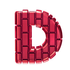 Symbol made of red vertical bricks. letter d