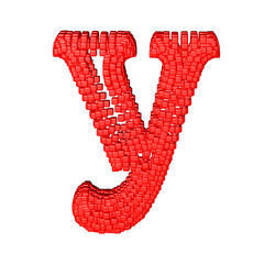 Symbol made of red cubes. letter y
