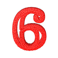Fototapeta premium Symbol made of red cubes. number 6