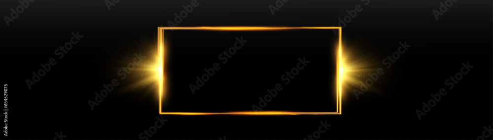 Poster glowing thin rectangular frame on a transparent background. for photo decorations and advertising.