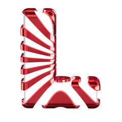 White symbol with red straps. letter l