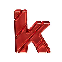 Symbol made of red blocks. letter k
