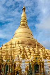 Fototapeta premium Exterior of the Shwedagon Pagoda a Golden Pagoda in Yangon, Rangoon, Myanmar, Asia