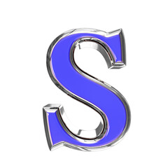 Blue symbol in a silver frame. letter s