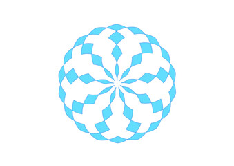 rosette mit abstraktem blauem rautenmuster, netzartiges ornament, abstraktes kugelförmiges design, moderne kunst,