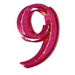 Fluted pink symbol. left side view. number 9