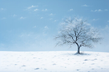 Fototapeta na wymiar Soft White Snowfall On A Muted Blue Backdrop