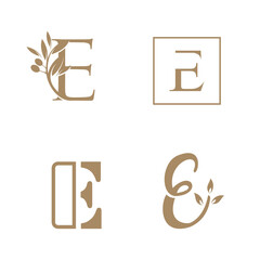 Beauty letter logo E design icon element vector with creative unique concept