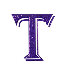 Fluted dark purple symbol. front view. letter t