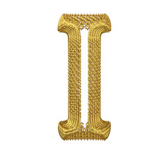 Symbol made of gold dollar signs. letter i