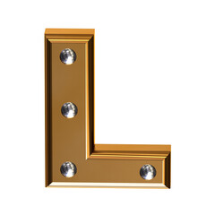 Gold symbol with metal rivets. letter l