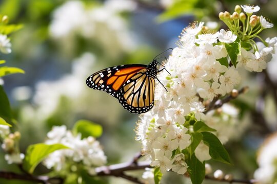monarch on white flowers