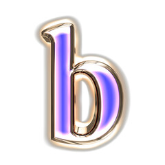 Blue symbol in a silver frame with glow. letter b
