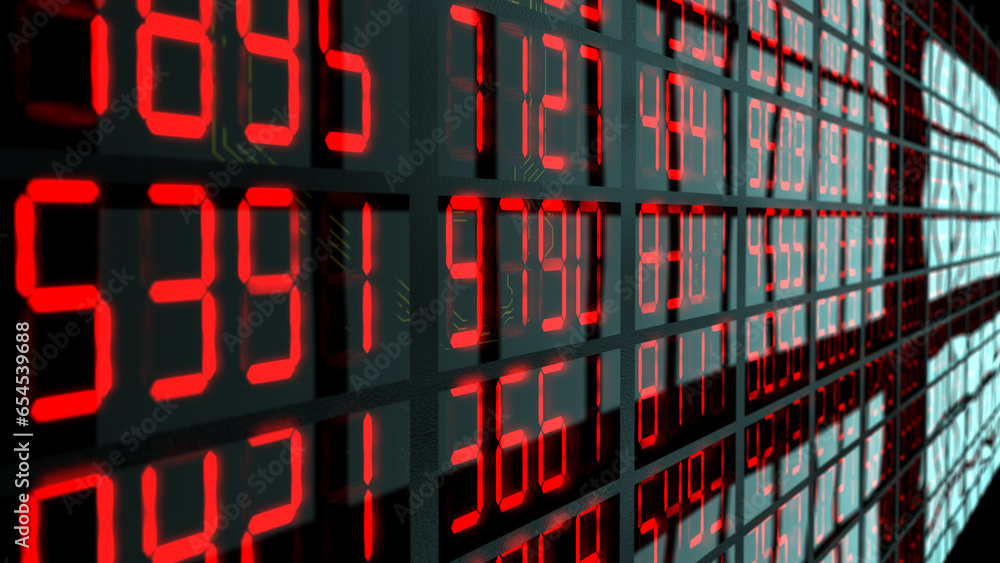 Poster large array of four digit seven segment displays