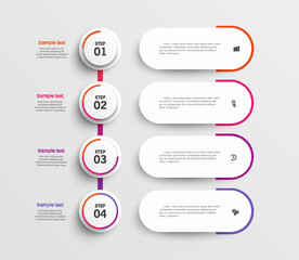 Infographic template with 4 options, steps, workflow,  process chart. Can be used for workflow layout, diagram, annual report, web design, steps or processes 