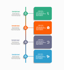 Infographic template with 4 options, steps, workflow,  process chart. Can be used for workflow layout, diagram, annual report, web design, steps or processes 