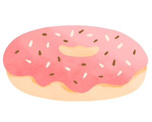 Cute pink donut with sprinkles illustration