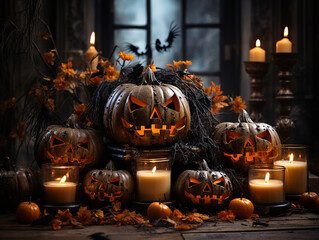 Jack-o-lantern and candles for Halloween