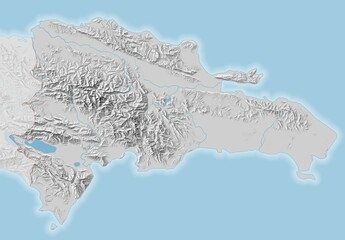 Topographic map of Dominican Republic with shaded relief - 654548252